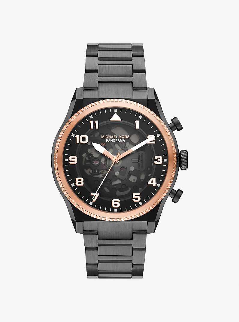 Oversized Panorama Two-Tone Watch in GUNMETAL | Michael Kors