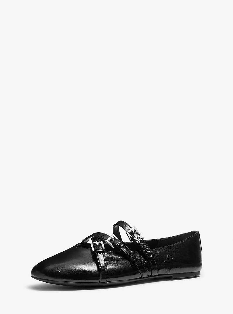 Indy Flex Leather Ballet Flat in BLACK | Michael Kors