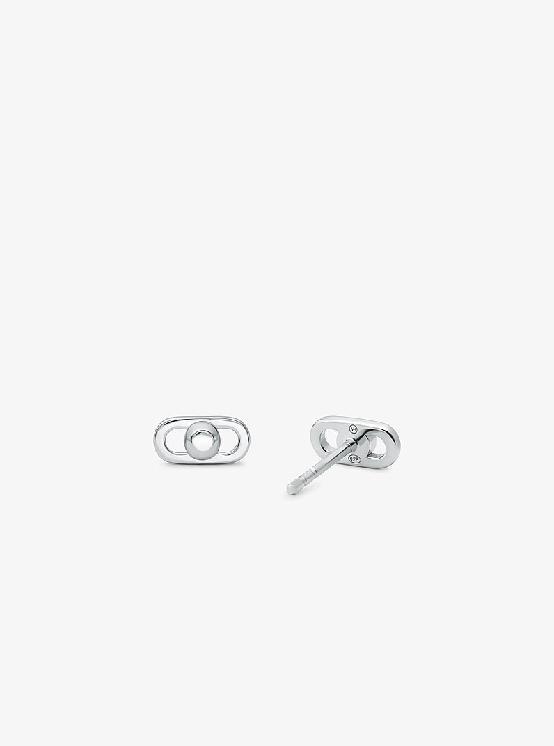 Astor Link Extra-Small Precious Metal-Plated Sterling Silver Earrings in SILVER | Michael Kors
