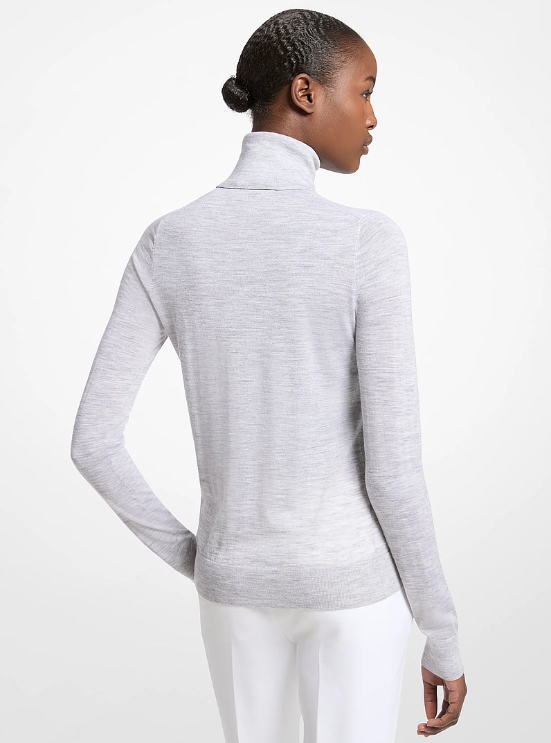 Marisa Wool Turtleneck Sweater in PEARL GREY | Michael Kors