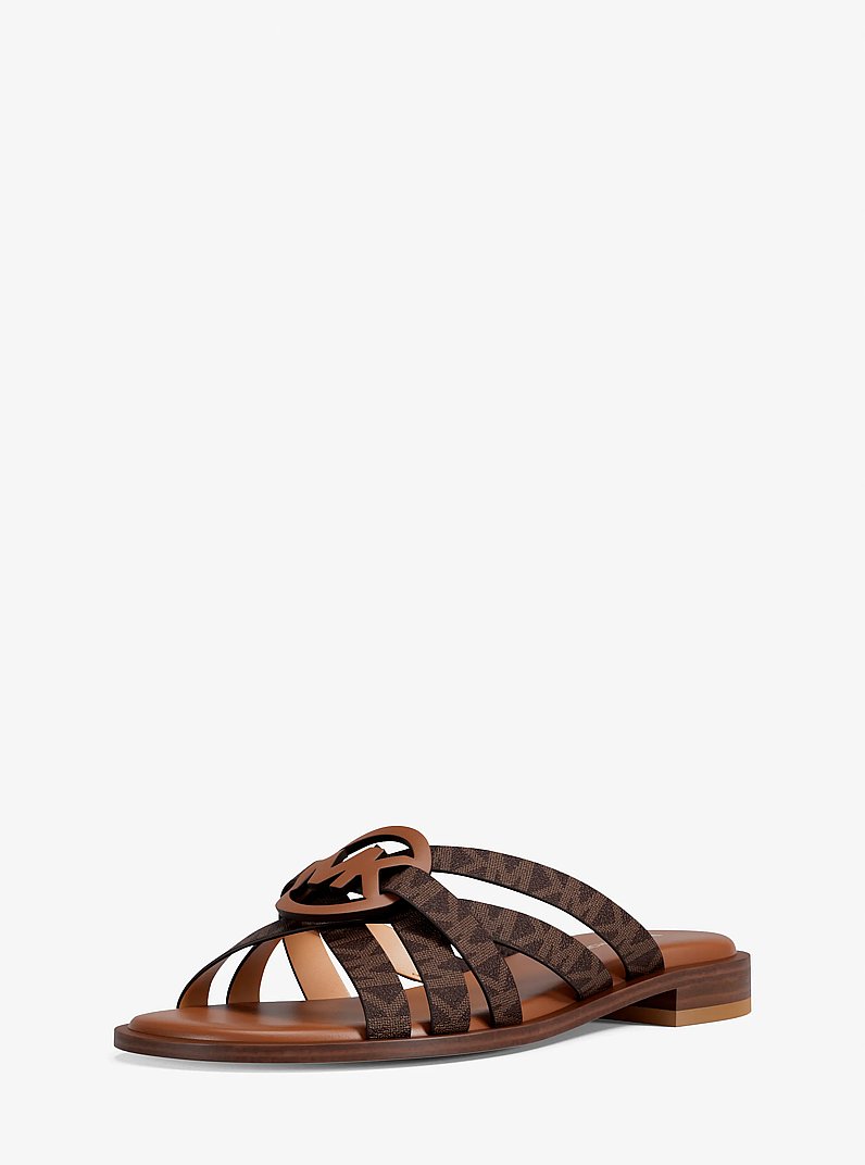 Sandalia Erika de piel con logotipo exclusivo in MARR&Oacute;N | Michael Kors