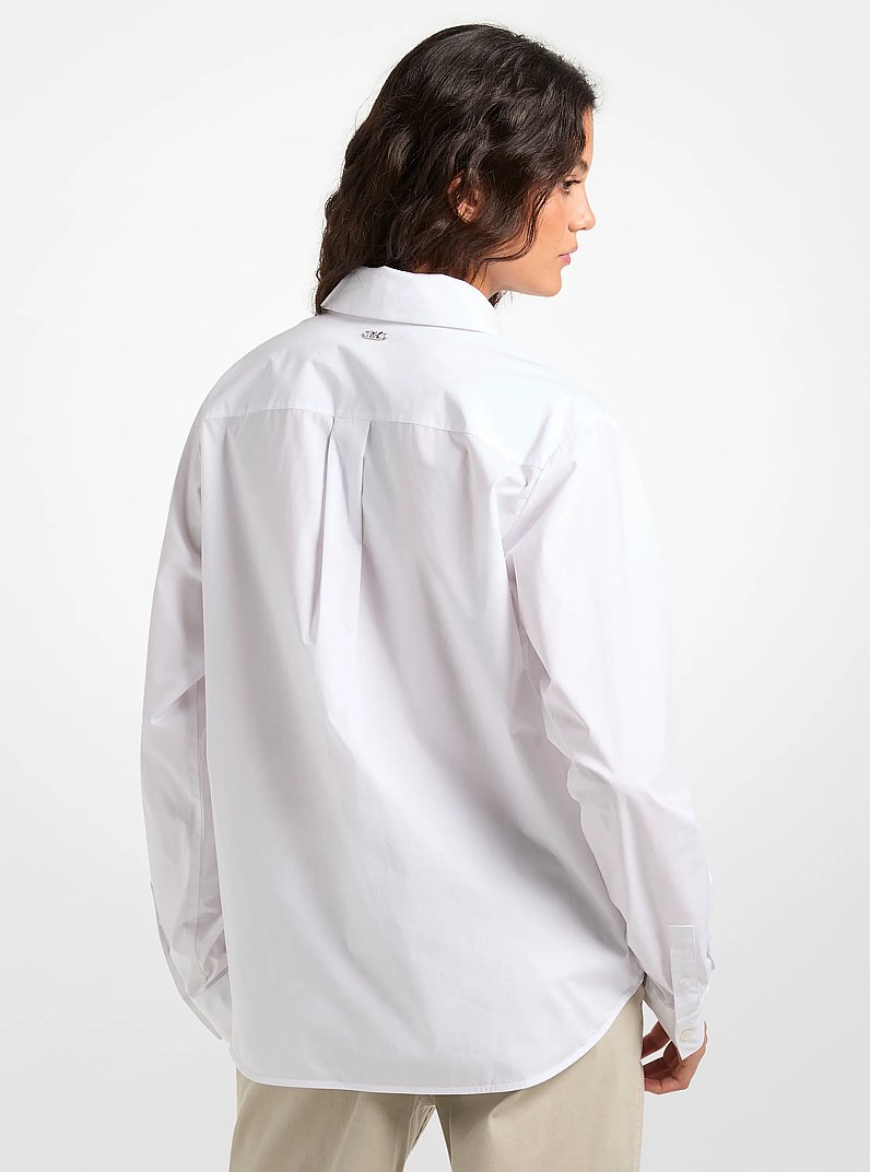 Chemise Boyfriend en popeline de coton in BLANC | Michael Kors