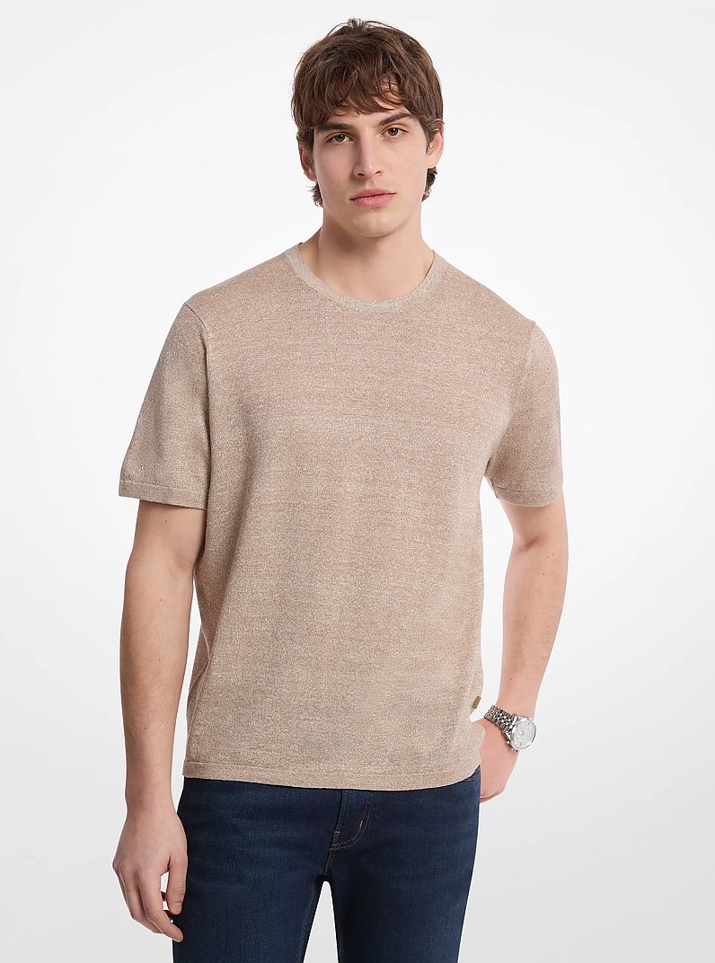 Linen and Cotton T-Shirt in CHESTNUT | Michael Kors