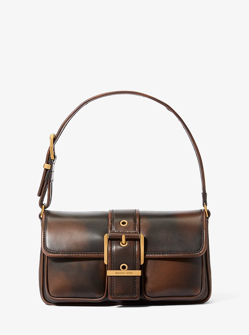 Colby Medium Burnished Leather Shoulder Bag in CHOCOLATE | Michael Kors