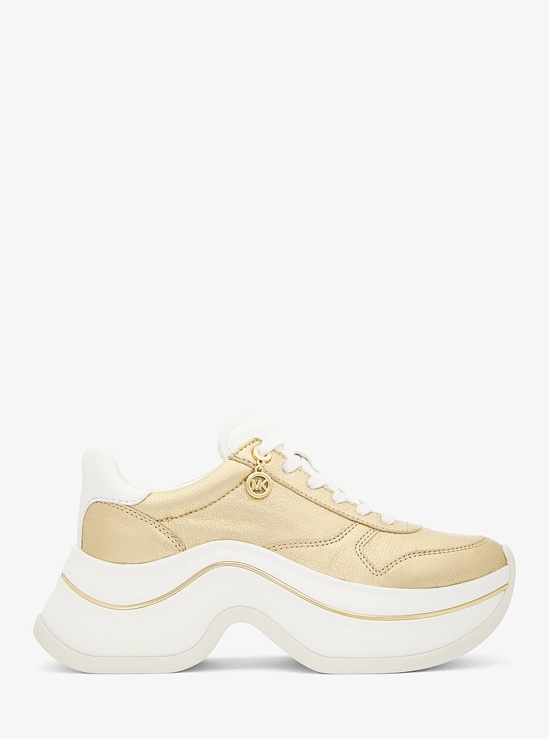 Arla Metallic Leather Trainer in PALE GOLD | Michael Kors