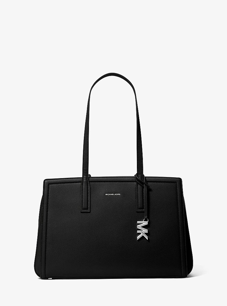 Laila Medium Pebbled Leather Tote Bag in BLACK | Michael Kors