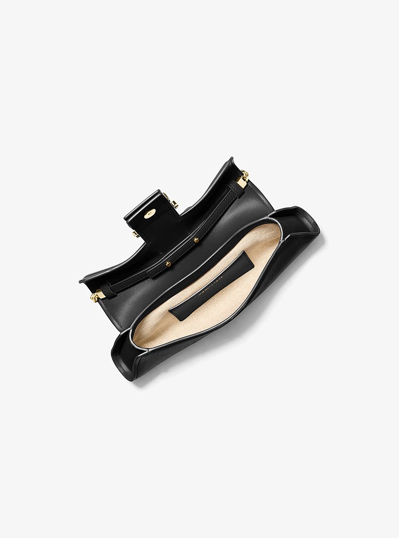 Colby Small Leather Convertible Clutch in BLACK | Michael Kors