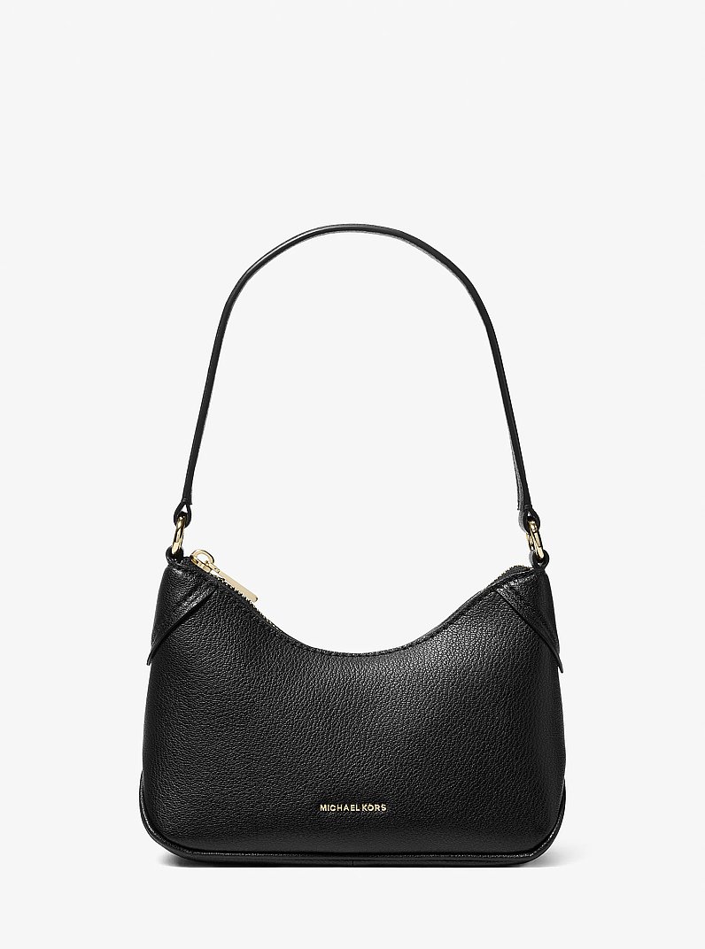 Jet Set Small Pebbled Leather Convertible Pochette in BLACK | Michael Kors