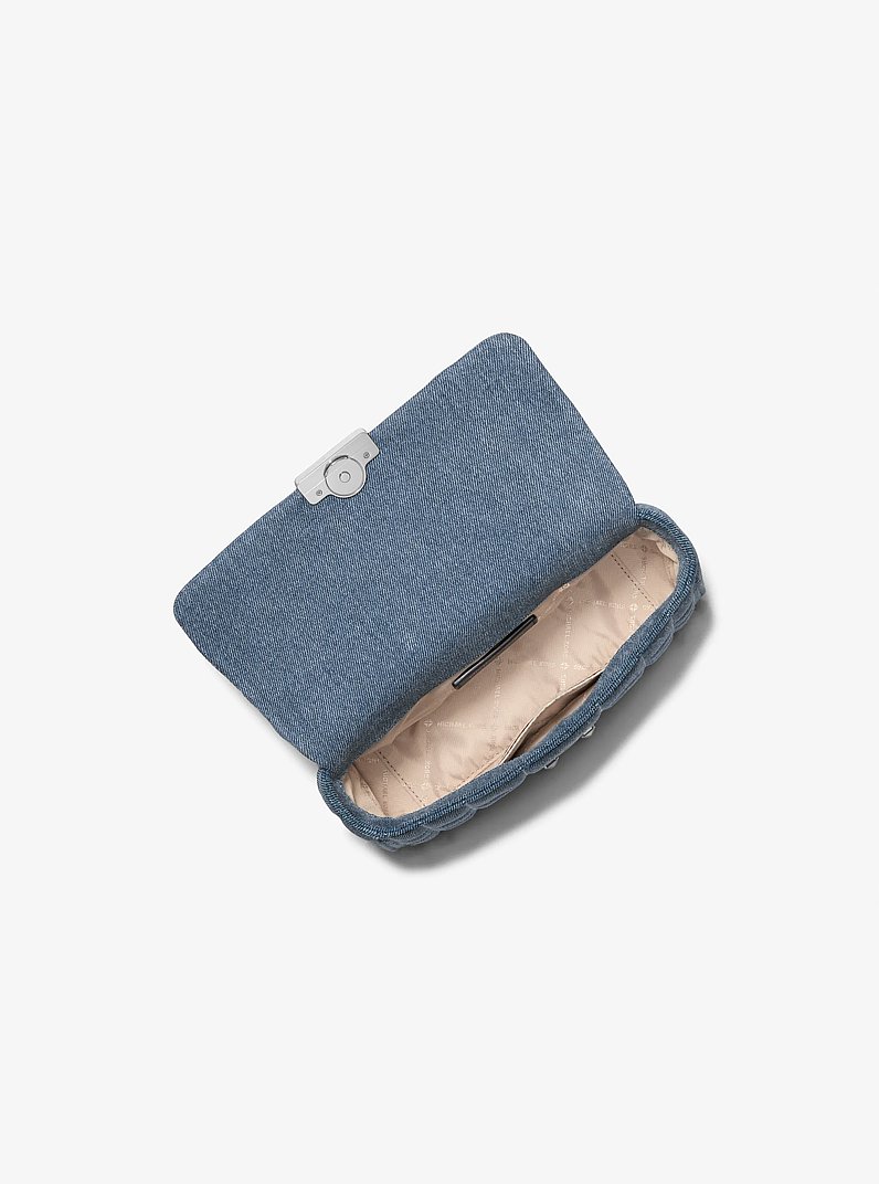 Borsa a spalla Tribeca piccola in denim trapuntato in LAVAGGIO UNION | Michael Kors