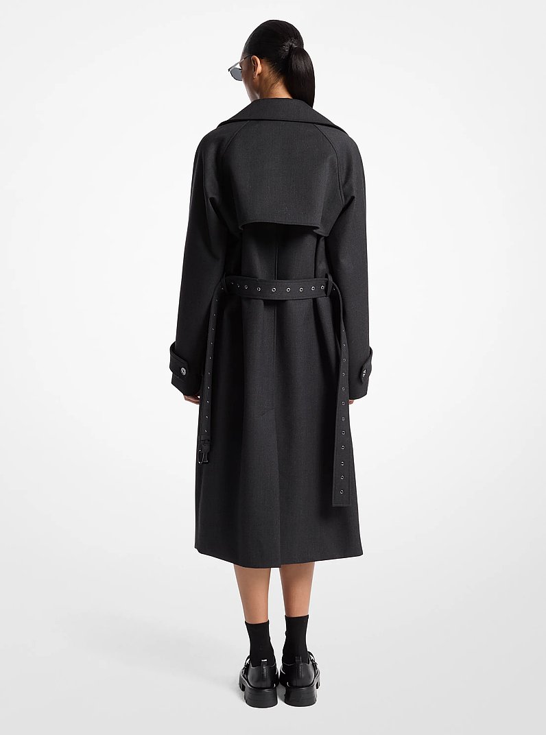 Stretch Wool Blend Trench Coat in DERBY HEATHER | Michael Kors