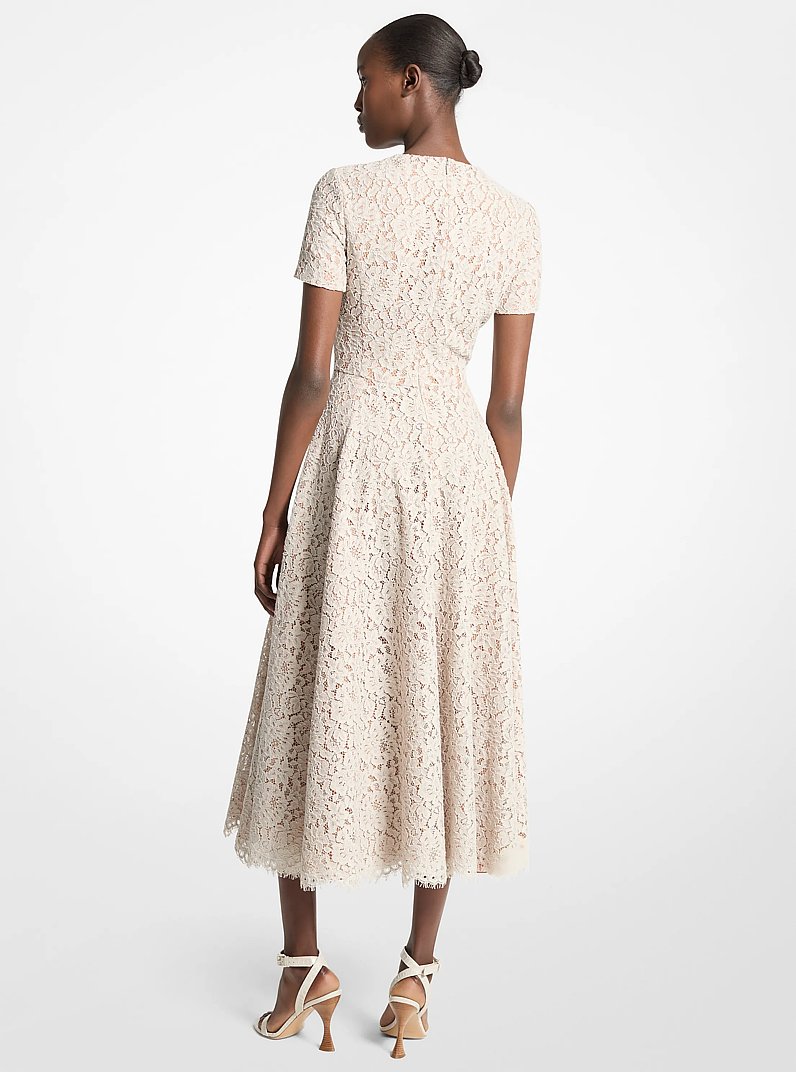 Corded Floral Lace Dance Dress in OYSTER | Michael Kors
