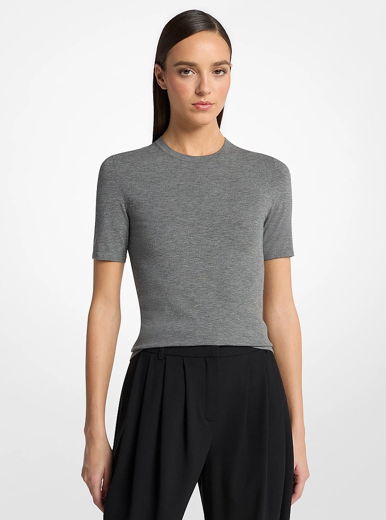 Stretch Viscose Short-Sleeve Sweater