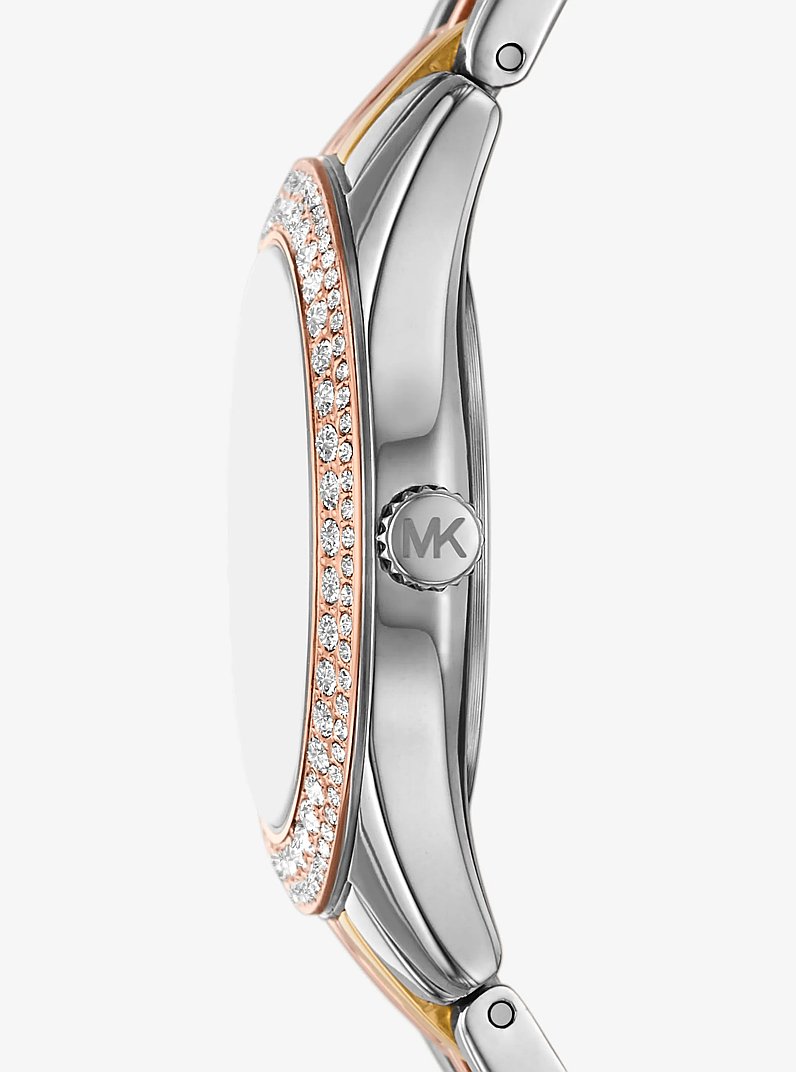Mini Harlowe Pav&eacute; Tri-Tone Watch in TRI TONE | Michael Kors