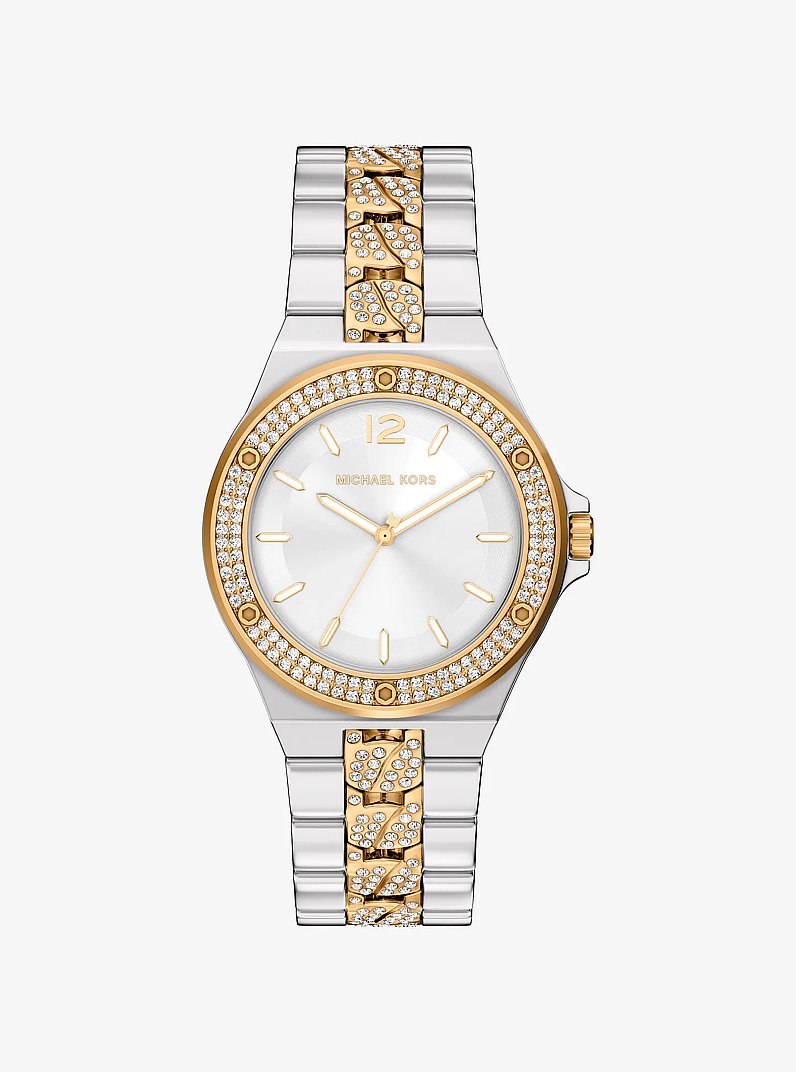 Lennox Pav&eacute; Two-Tone Watch in TWO TONE | Michael Kors