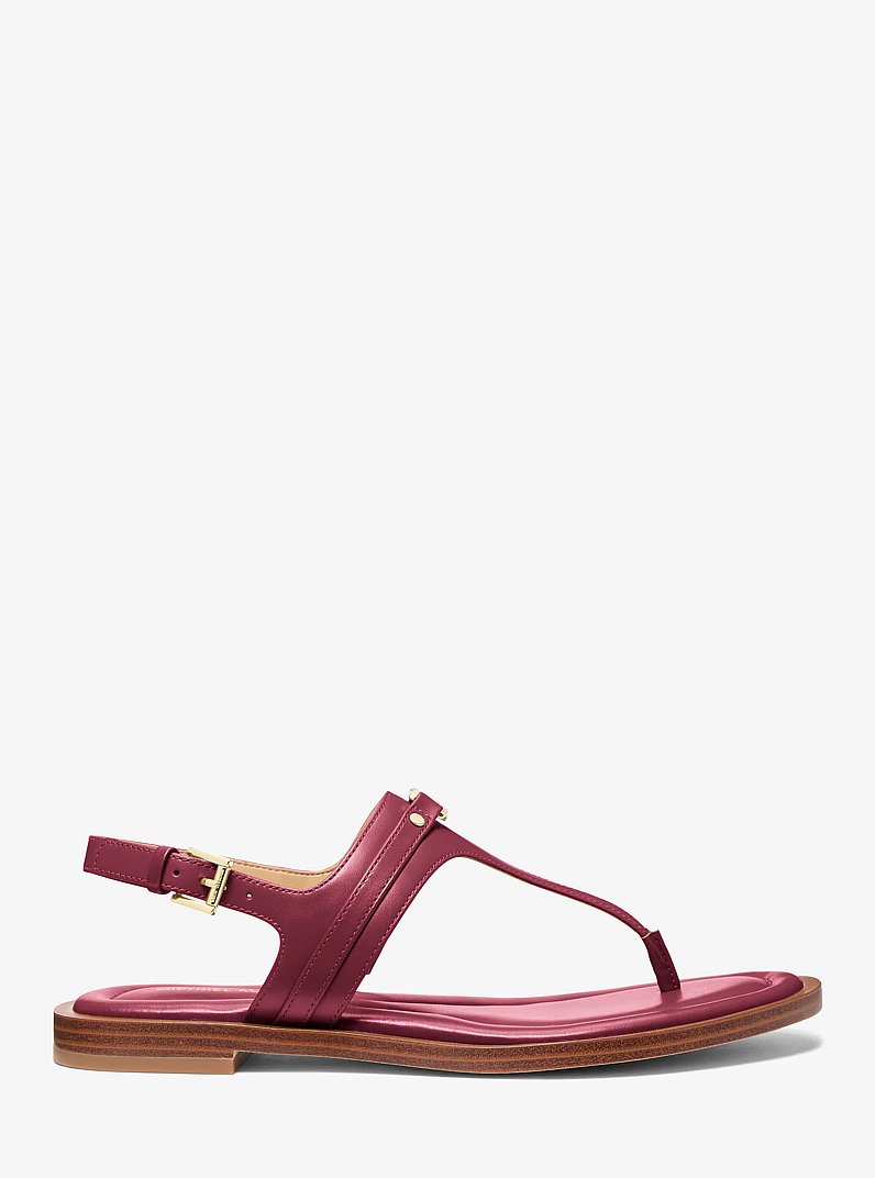 Mandy Leather T-Strap Sandal in MULBERRY | Michael Kors