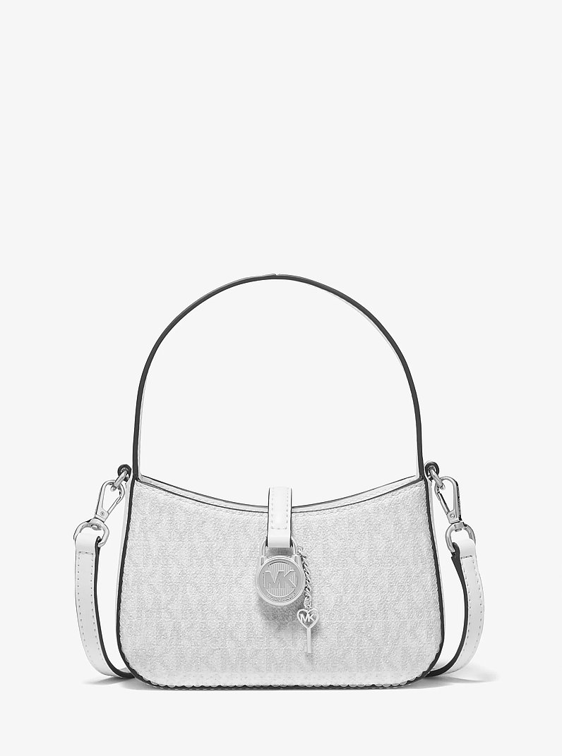 Lyra Extra-Small Signature Logo Crossbody Bag in OPTIC WHITE | Michael Kors