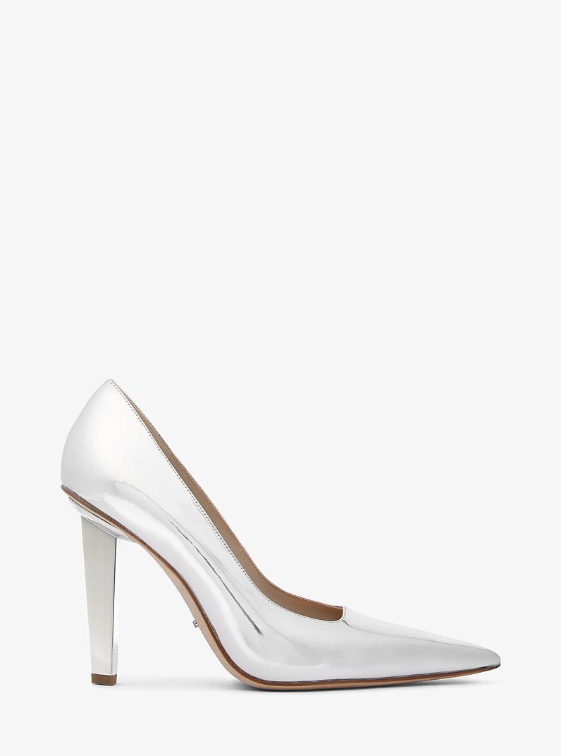 Halle Metallic Leather Pump in SILVER | Michael Kors