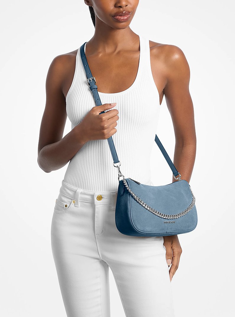 Carmela Medium Suede Convertible Crossbody Bag in DENIM | Michael Kors
