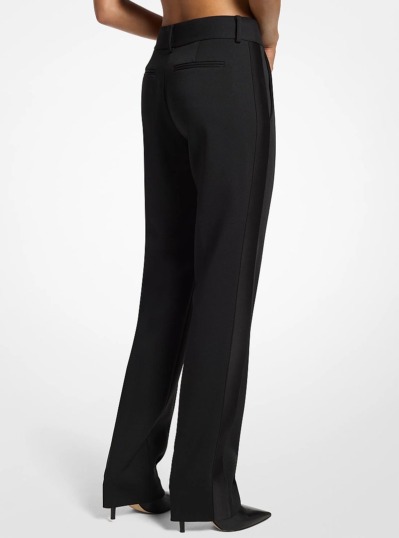 Stretch Crepe Tuxedo Pants in BLACK | Michael Kors