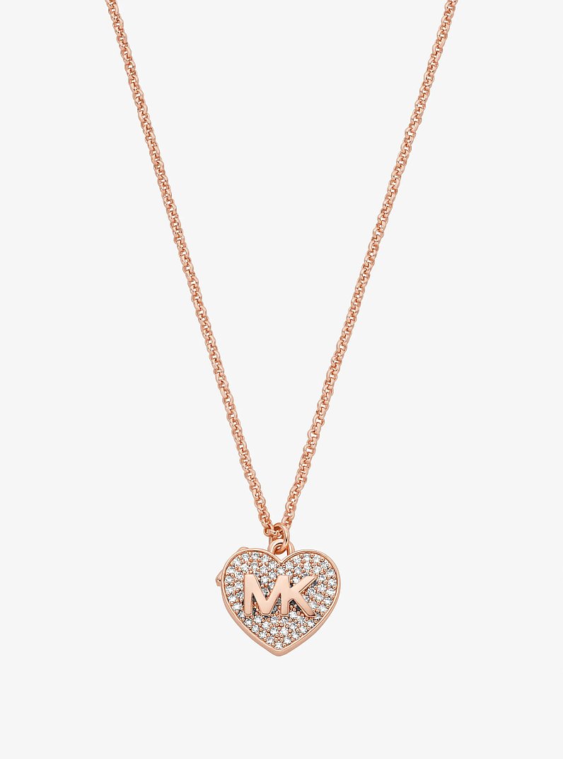 Pav&eacute; Heart Locket Necklace in ROSE GOLD | Michael Kors