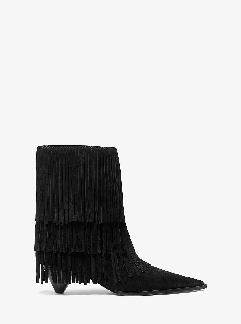 Jayla Fringed Suede Boot in BLACK | Michael Kors