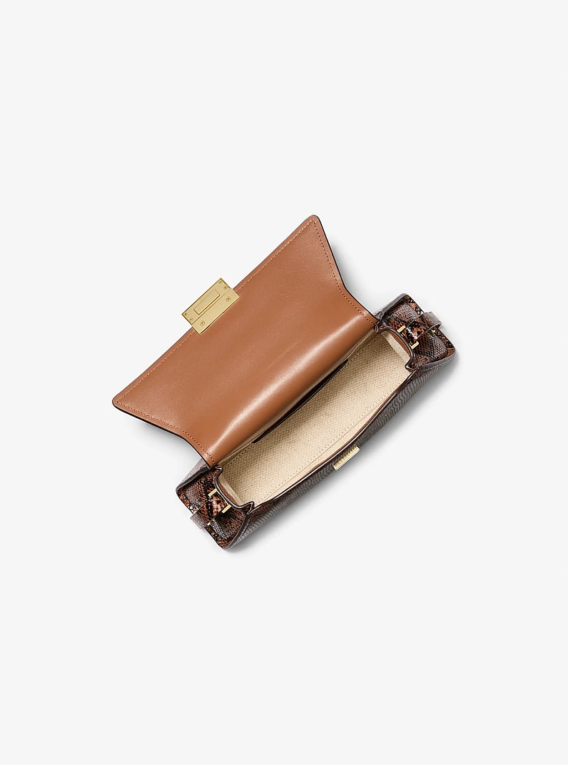 Ludlow Medium Snake Embossed Leather Shoulder Bag