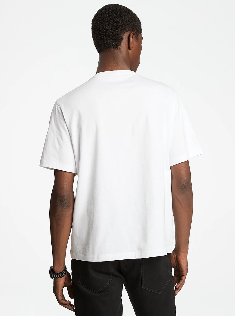 Embroidered Logo Cotton T-Shirt in WHITE | Michael Kors