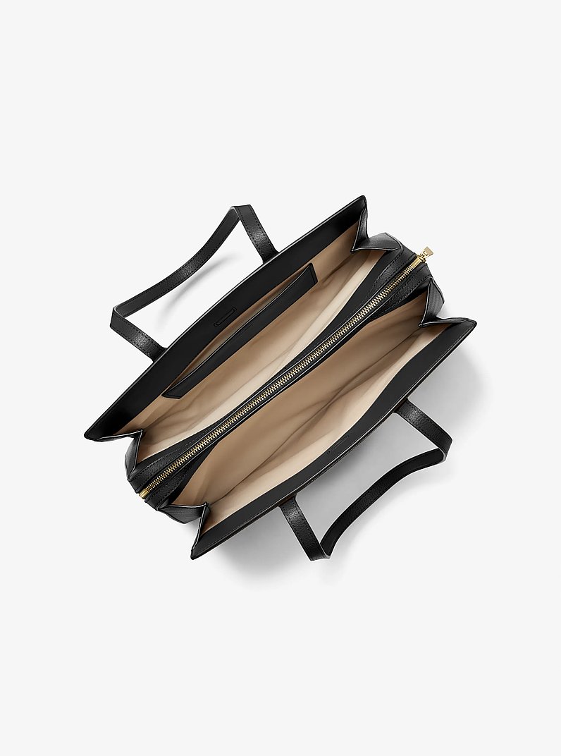 Laila Medium Leather Tote Bag in BLACK | Michael Kors