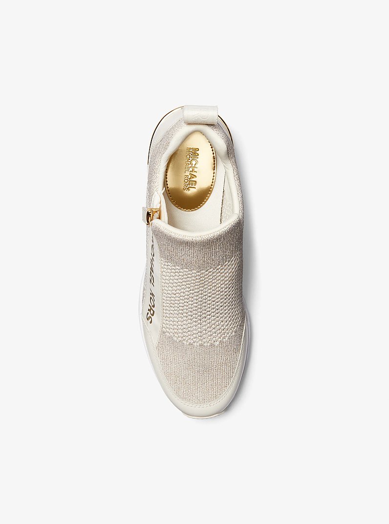 Willis Metallic Stretch Knit Trainer in CHAMPAGNE | Michael Kors