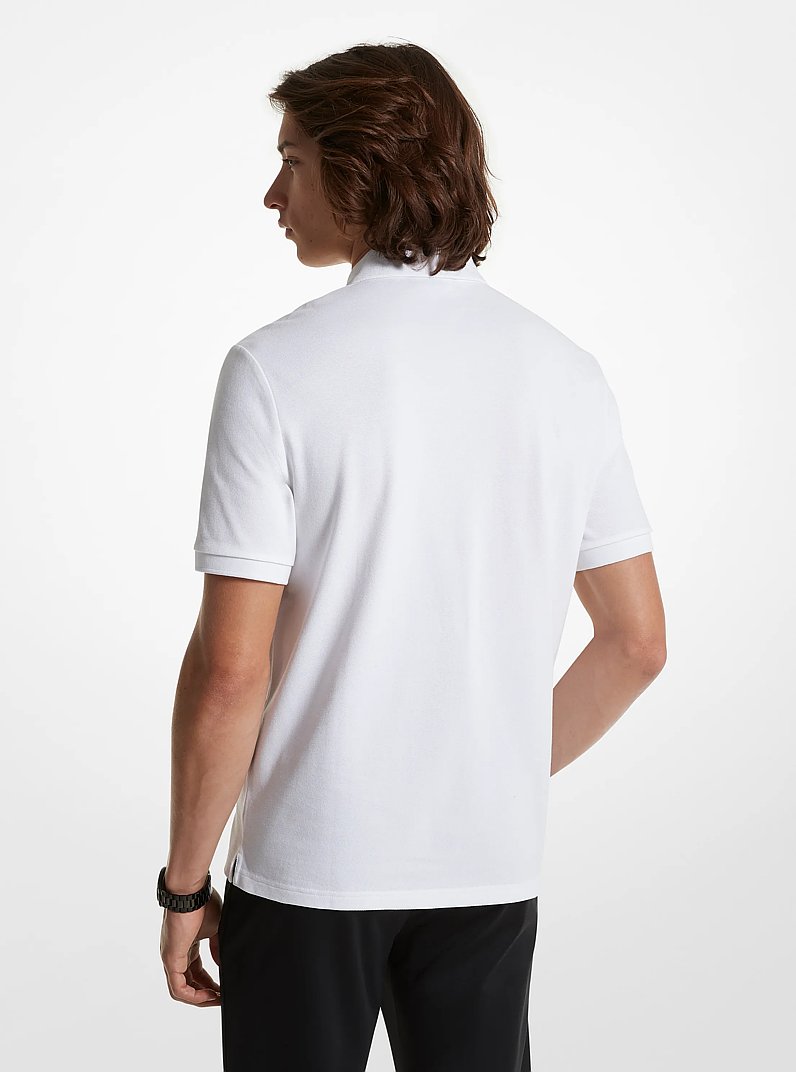 Cotton Half-Zip Polo Shirt in WHITE | Michael Kors