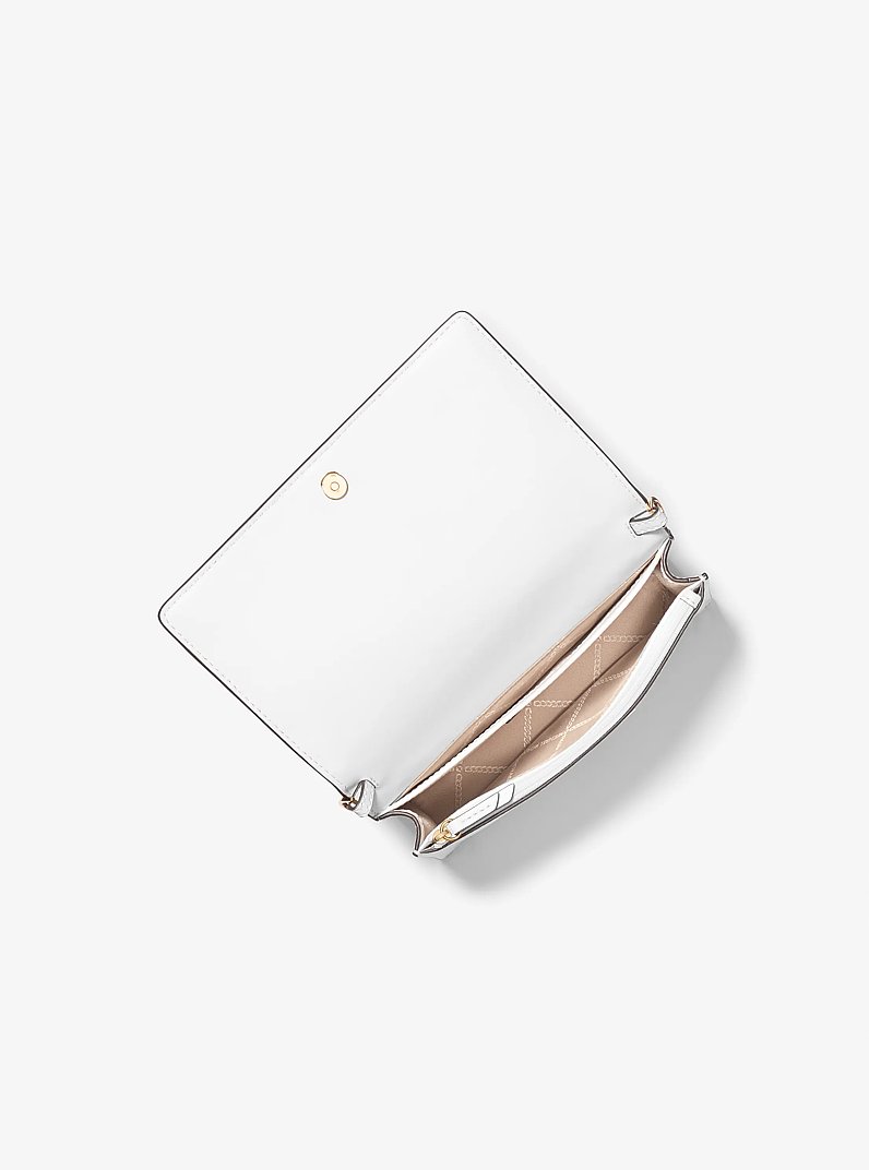 Jet Set Medium Woven Leather Crossbody Bag in OPTIC WHITE | Michael Kors