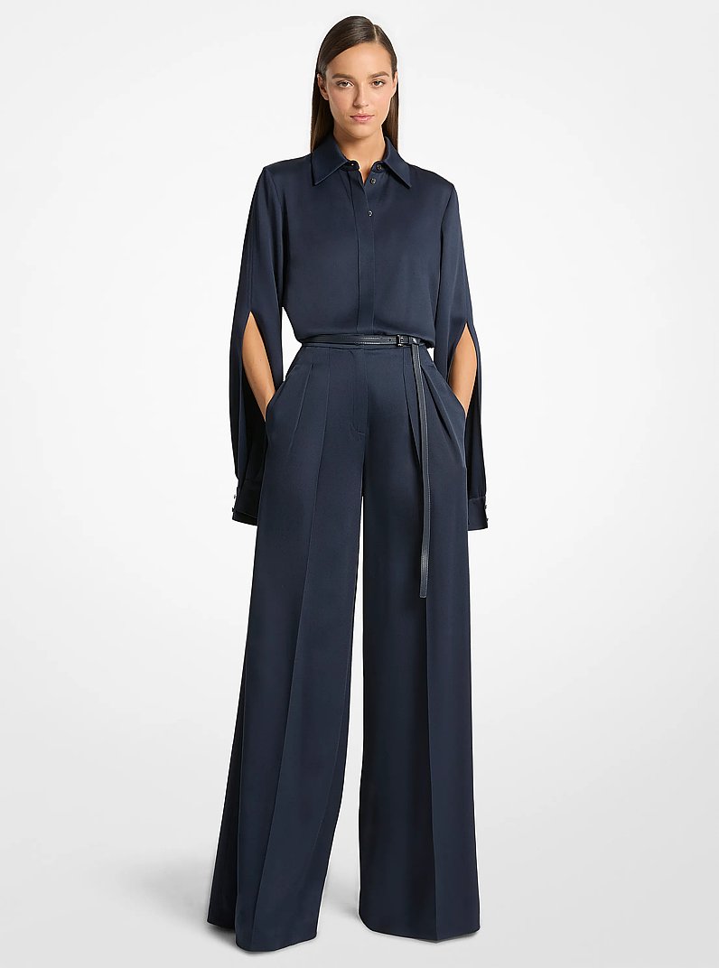 Pantal&oacute;n palazzo de sat&eacute;n in AZUL MEDIANOCHE | Michael Kors