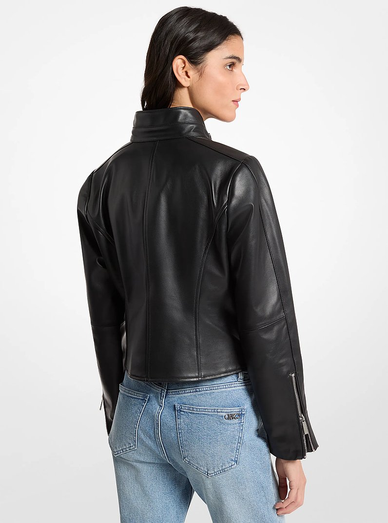 Leather Jacket in BLACK | Michael Kors