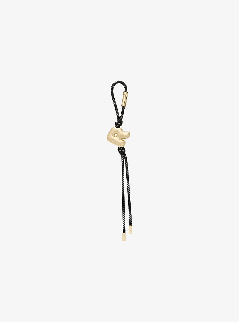 Initial Gold-Tone and Speckled Cord Bag Charm in 18K GOLD | Michael Kors