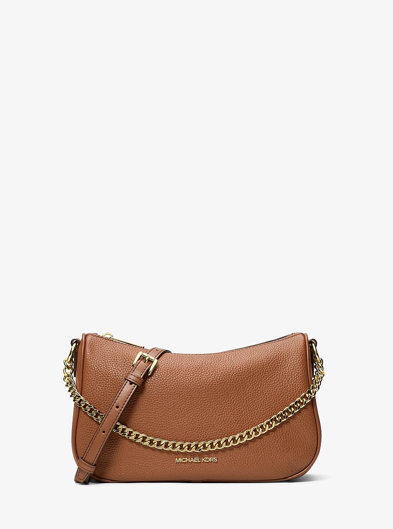 Carmela Medium Pebbled Leather Convertible Crossbody Bag in LUGGAGE | Michael Kors