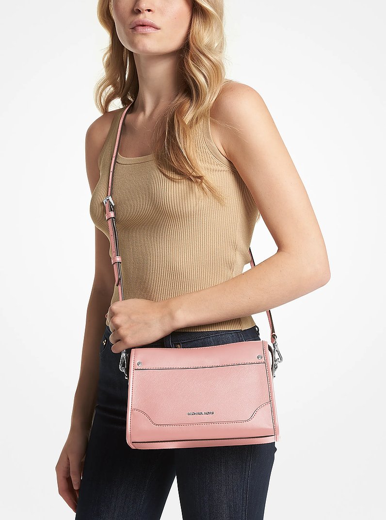 Harrison Large Leather Crossbody Bag in PINK | Michael Kors