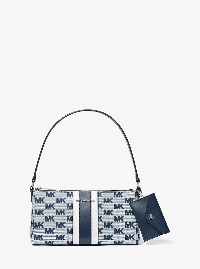 Pochette Vincent mediano en jacquard con logotipo con tarjetero in AZUL MARINO | Michael Kors