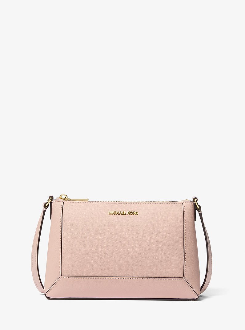 マイケル Sallie Medium Saffiano Leather Crossbody Bag in SOFT PINK