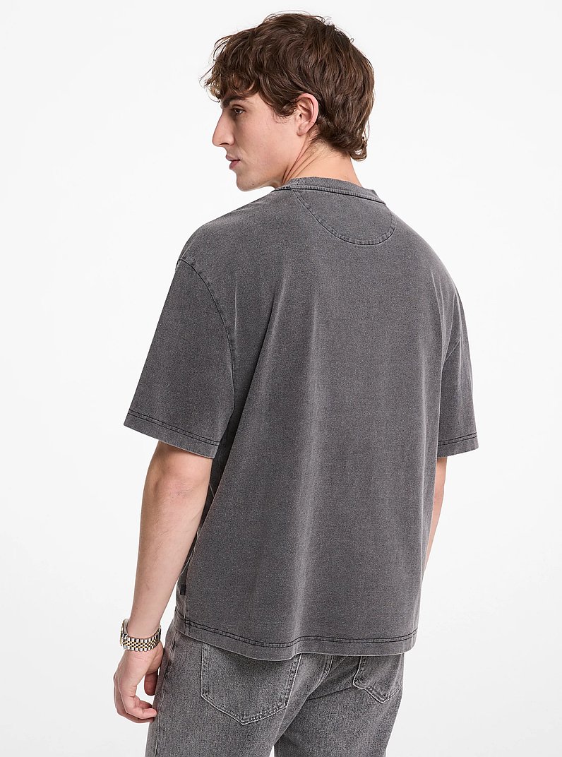 T-shirt in jersey di cotone con logo in NERO | Michael Kors