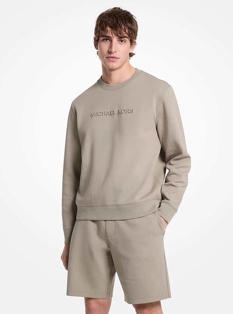 Logo Embossed Cotton Blend Sweater in DUSTY SAGE | Michael Kors