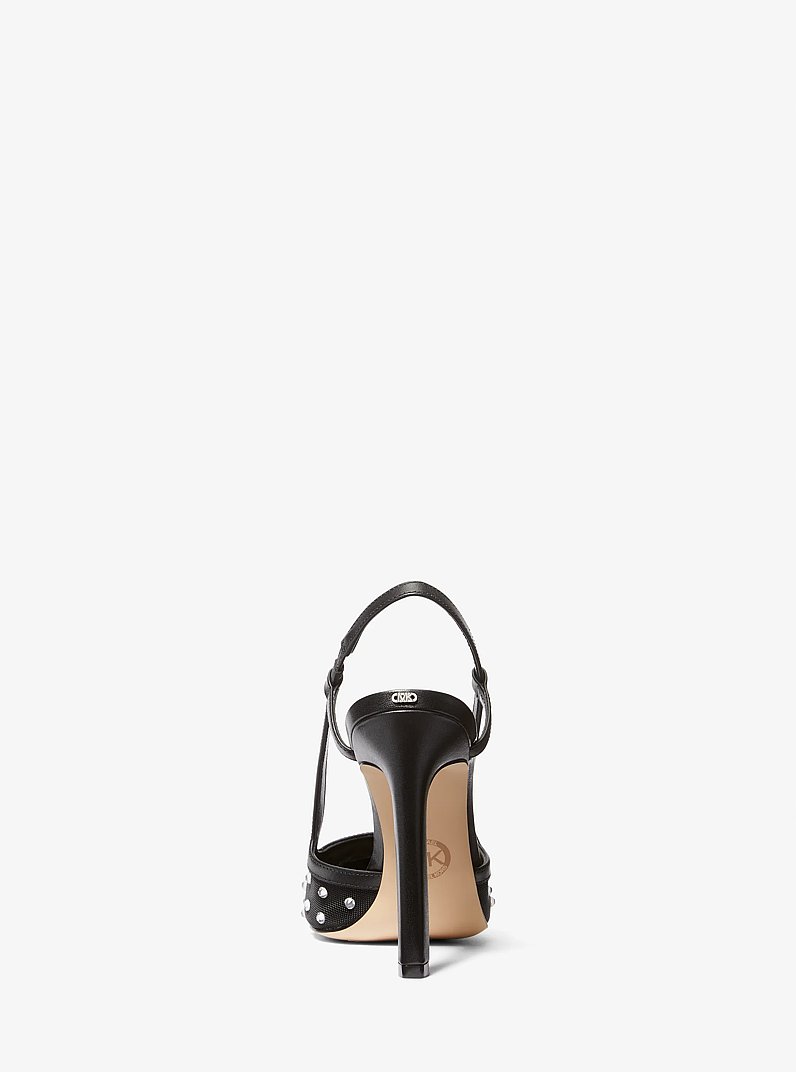 Alora Crystal Embellished Mesh Slingback Pump in BLACK | Michael Kors