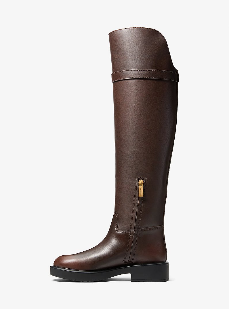 Hamilton Moderne Burnished Leather Riding Boot in LUGGAGE | Michael Kors