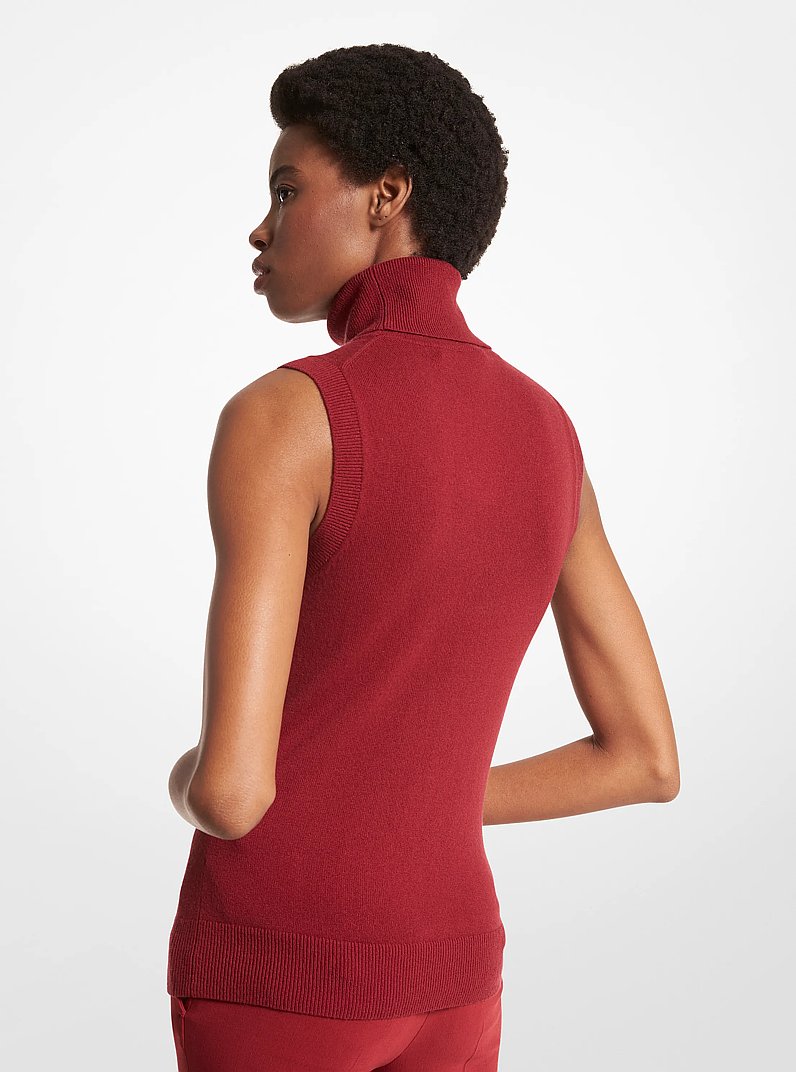 Cashmere Sleeveless Turtleneck in MERLOT | Michael Kors