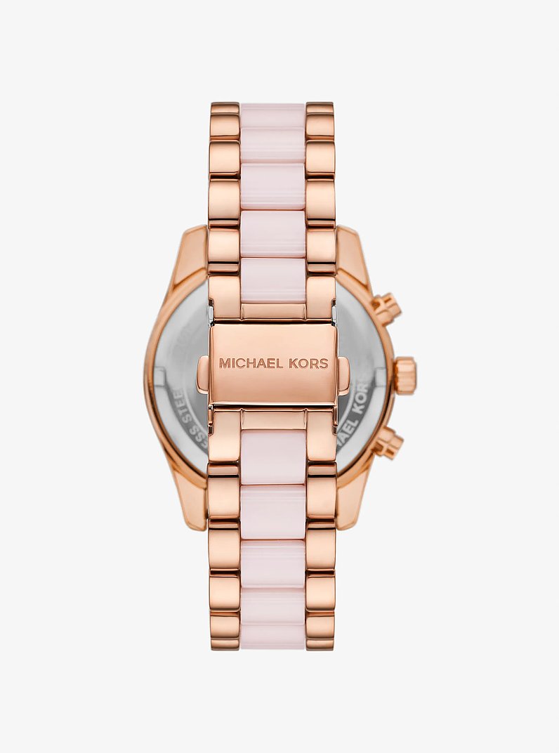 Lexington Pav&eacute; Pink-Tone and Ceramic Watch in ROSE GOLD/PINK | Michael Kors