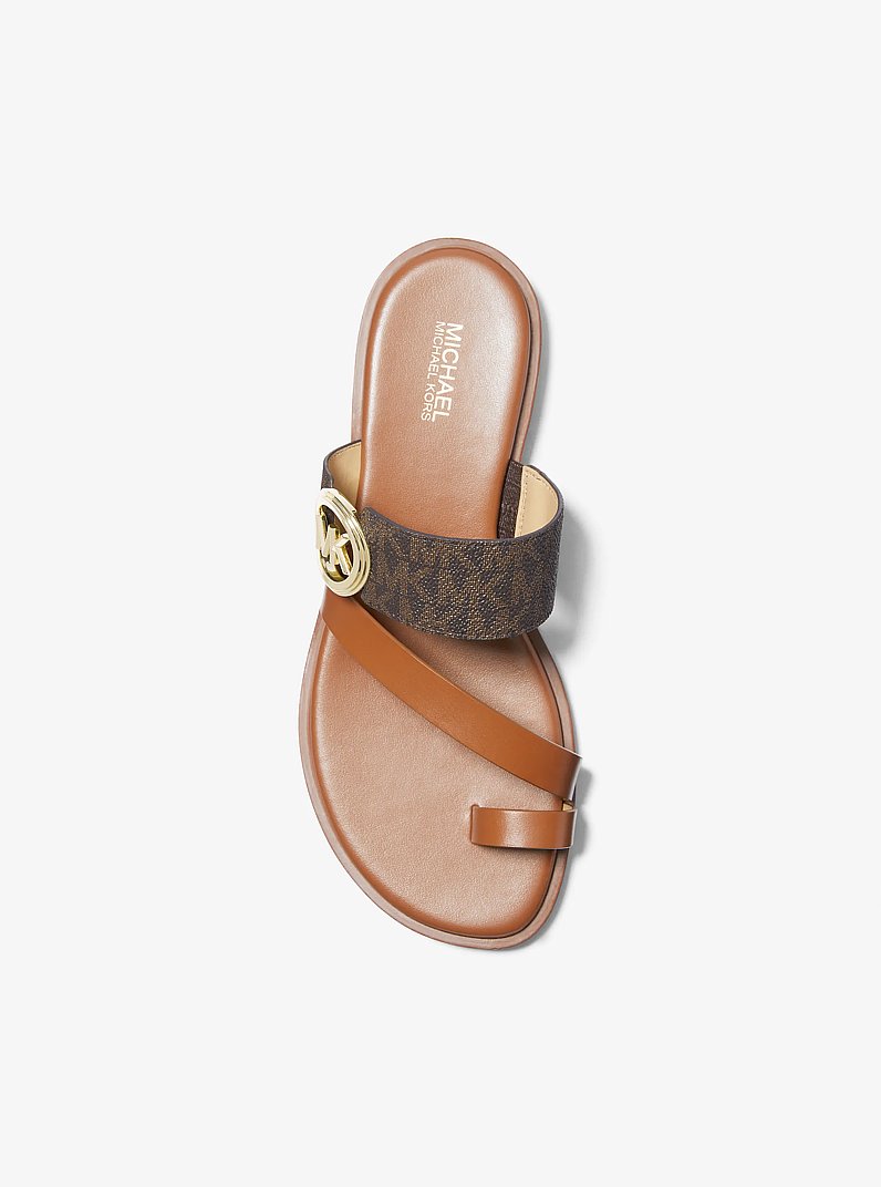 Vera Signature Logo Sandal in BROWN | Michael Kors