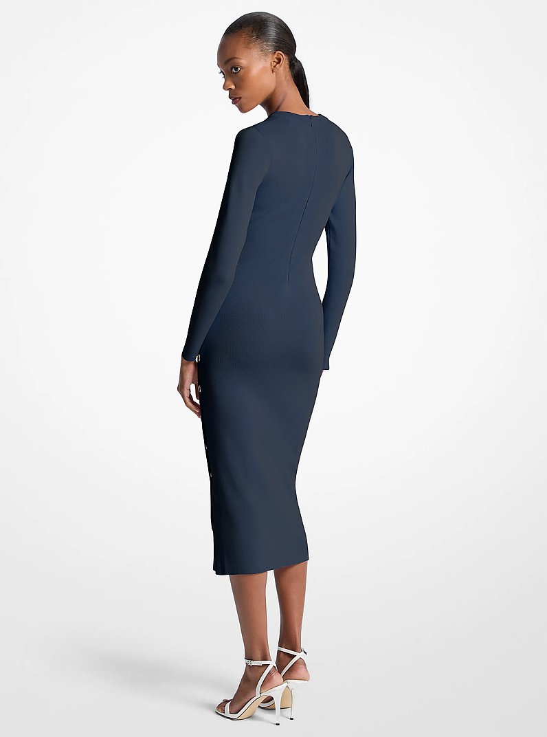 Viscose Blend Snap Dress in MIDNIGHTBLUE | Michael Kors