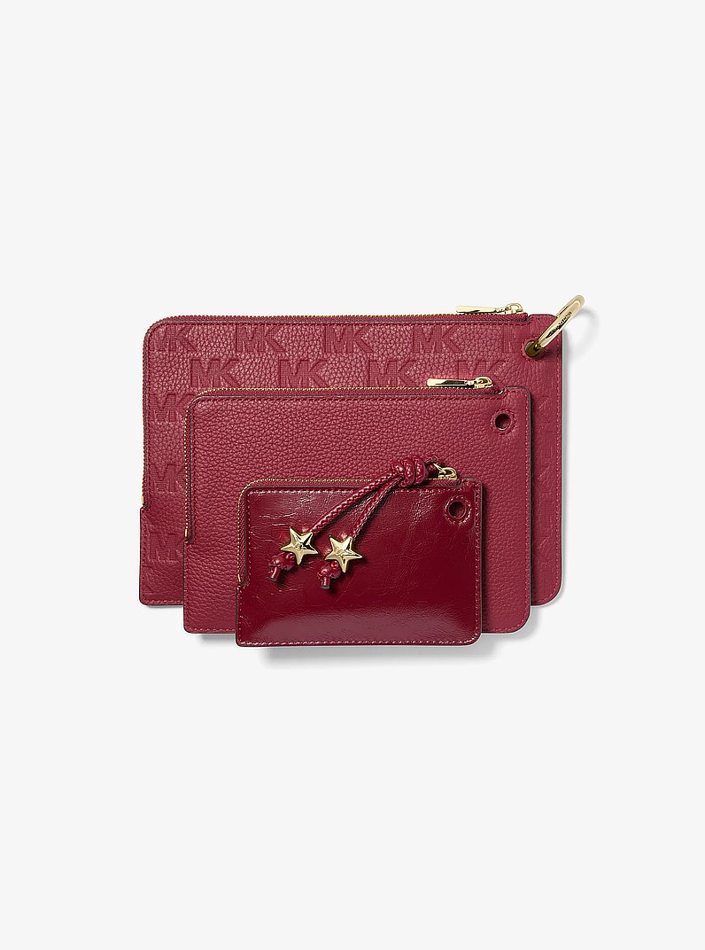 Jet Set 3-in-1 Leather Pouches in ROJO INTENSO | Michael Kors