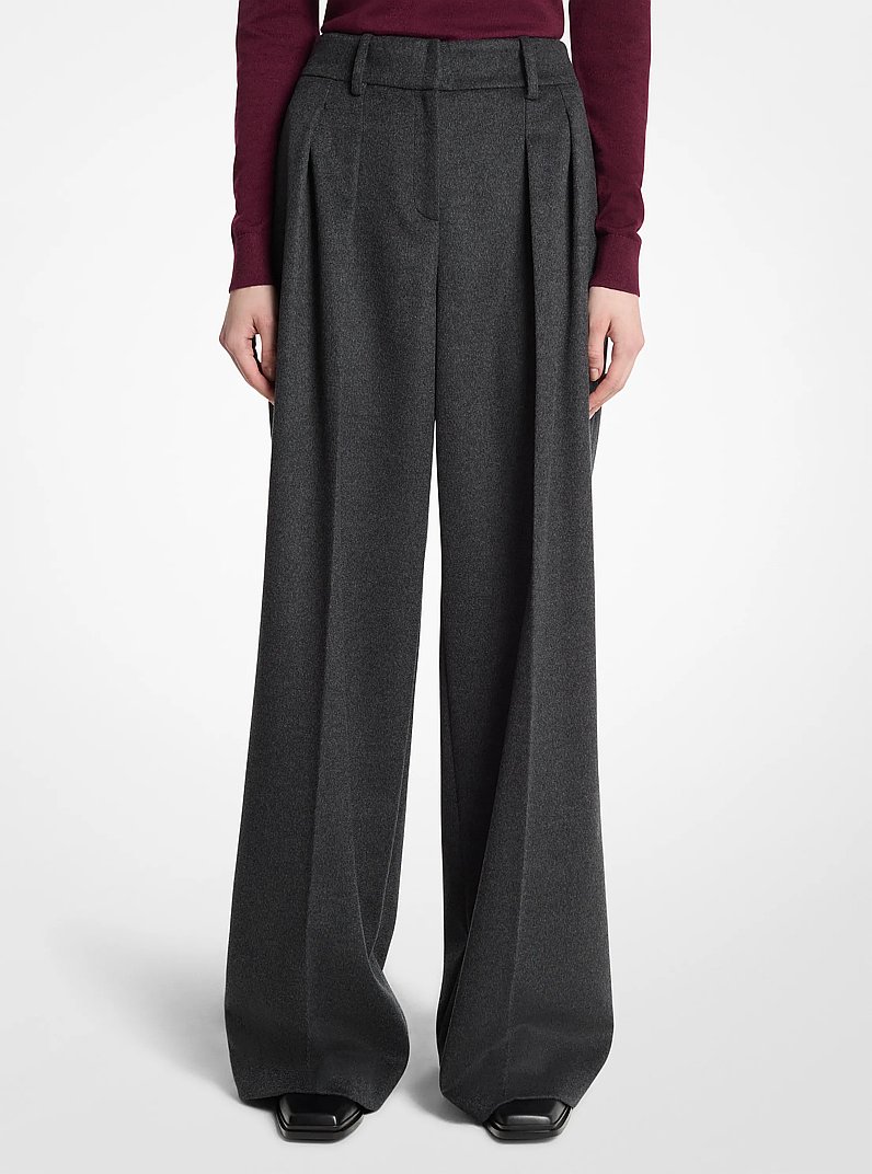 Cashmere Pleated Slouch Trousers in DK GRAPH MEL | Michael Kors