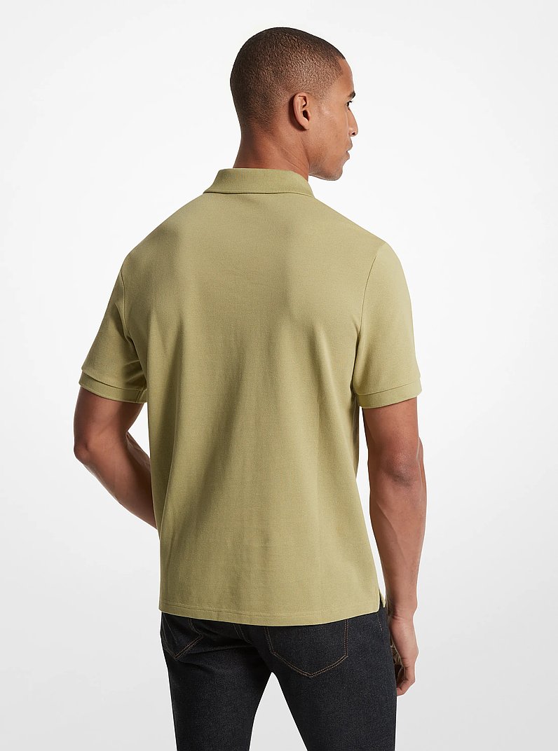 Cotton Half-Zip Polo Shirt in LIGHT SAGE | Michael Kors
