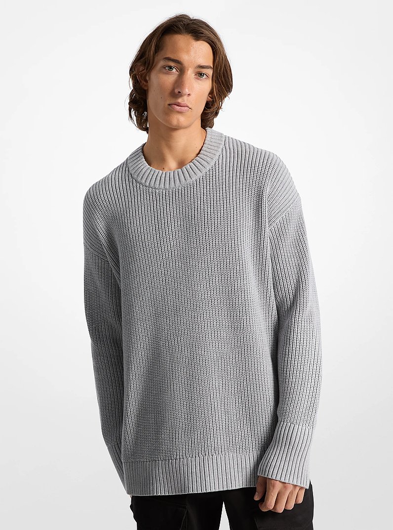 Pullover in cotone a coste in GRIGIO PIETRA | Michael Kors